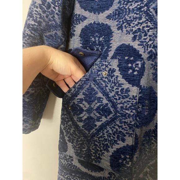 ANTHROPOLOGIE COAT BLUE CHENILLE TAPESTRY PARKA LONG JACKET BOHO OVERSIZED FALL - Picture 10 of 16